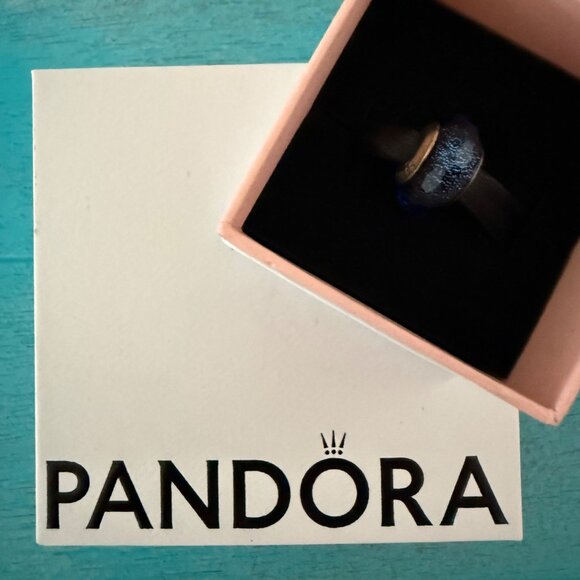 Pandora Fascinating Blue Iridescence Blue Murano Glass Bead ALE 925 Silver - Picture 1 of 4